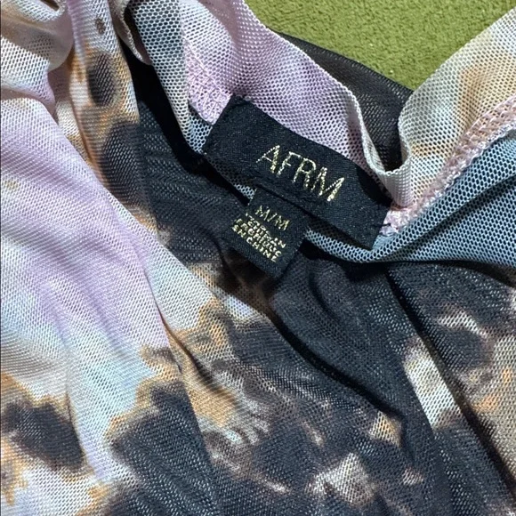 AFRM Mesh Bodycon Long Sleeve Midi Dress Medium Tie Dye Pink NWOT 134 - Picture 3 of 4